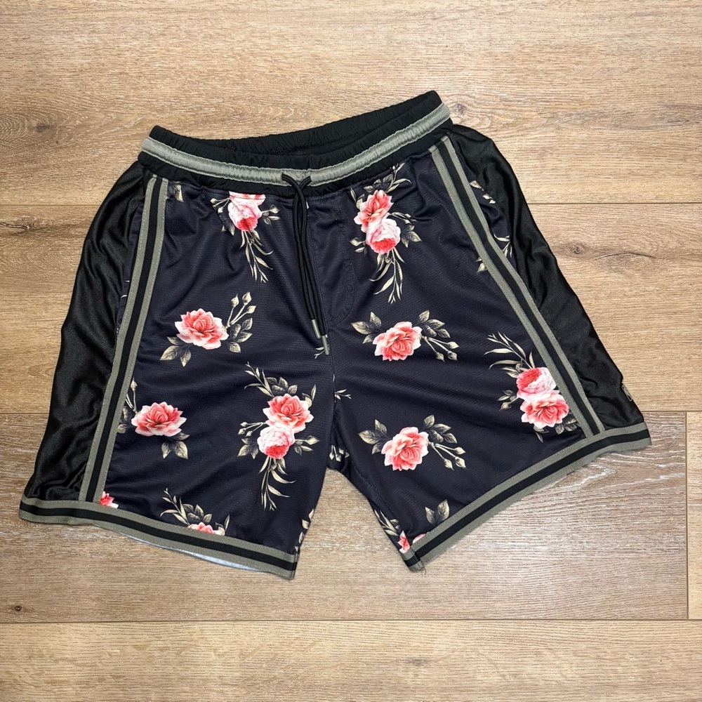 NBA Medium Floral Athletic Shorts with Rose Print Festival Style see photo